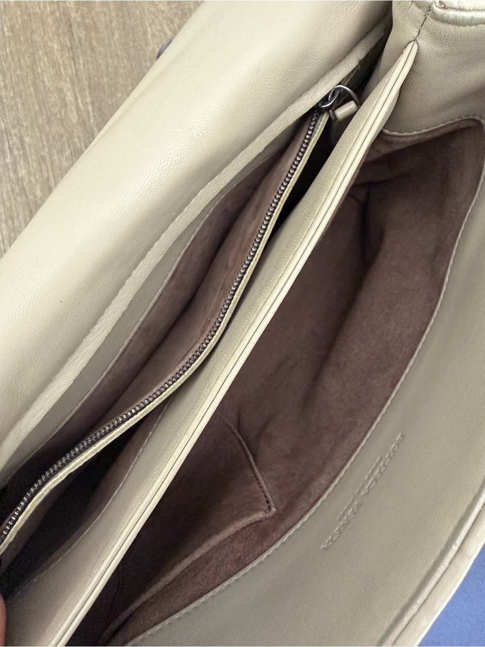 Authentic Bottega Veneta -Olimpia Woven Leather Shoulder Bag in Light Taupe - Picture 12 of 15